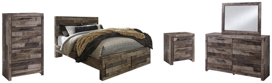 Derekson Panel Bed With 2 Storage Drawers With Mirrored Dresser, Chest And Nightstand
