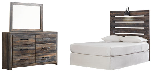 Drystan Panel Headboard Bed With Mirrored Dresser
