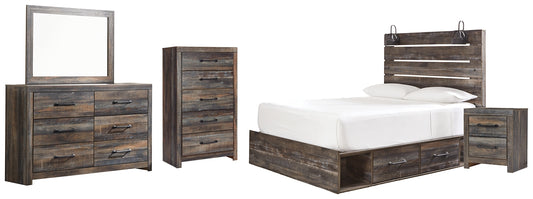 Drystan Panel Bed With 4 Storage Drawers, Dresser, Mirror, Chest And Nightstand