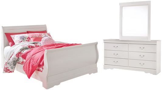 Anarasia Sleigh Bed With Mirrored Dresser