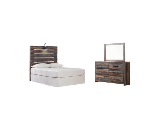Drystan Panel Headboard Bed With Mirrored Dresser