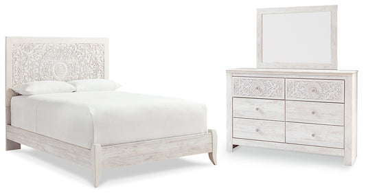 Paxberry Panel Bed With Mirrored Dresser