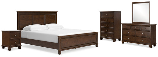 Danabrin California Panel Bed With Mirrored Dresser, Chest And Nightstand