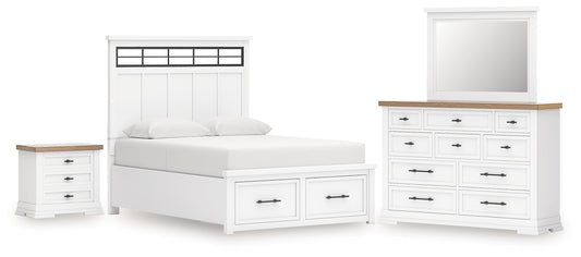 Ashbryn Panel Storage Bed With Mirrored Dresser And Nightstand