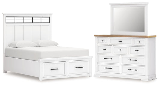 Ashbryn Panel Storage Bed With Mirrored Dresser