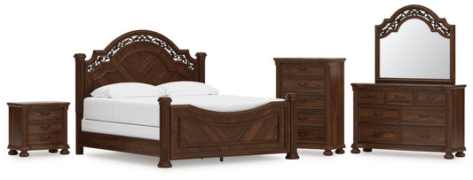 Lavinton Poster Bed With Mirrored Dresser, Chest And Nightstand