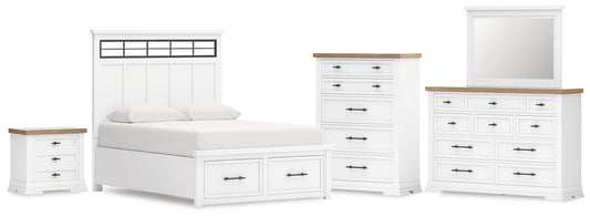 Ashbryn Panel Storage Bed With Mirrored Dresser, Chest And Nightstand