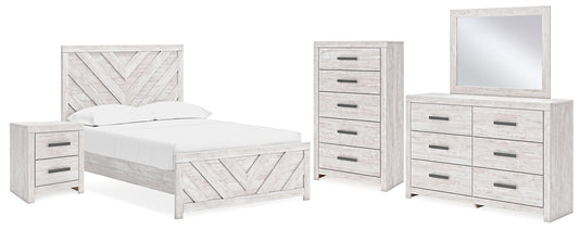 Cayboni Panel Bed With Mirrored Dresser, Chest And Nightstand