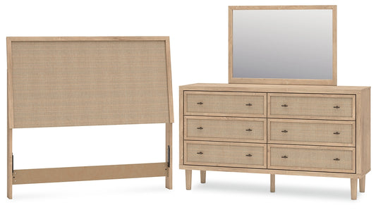 Cielden Panel Headboard With Mirrored Dresser