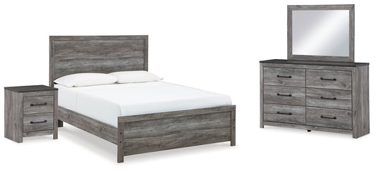 Bronyan Panel Bed With Mirrored Dresser And Nightstand