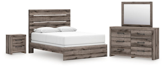 Graystorm Panel Bed With Mirrored Dresser And Nightstand