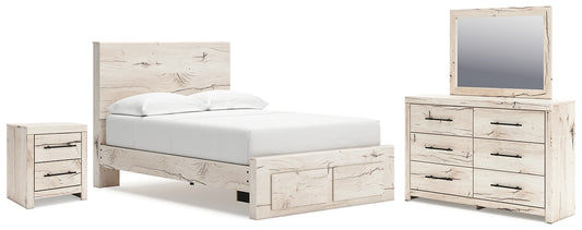 Lawroy Panel Storage Bed, Dresser, Mirror And Nightstand