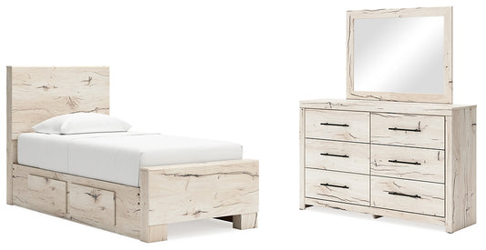 Lawroy Panel Bed With Storage, Dresser And Mirror