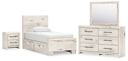 Lawroy Panel Bed With Storage, Dresser, Mirror And Nightstand