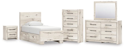 Lawroy Panel Bed With Storage, Dresser, Mirror, Chest And Nightstand