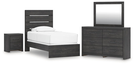 Hollivern Panel Bed With Mirrored Dresser And Nightstand
