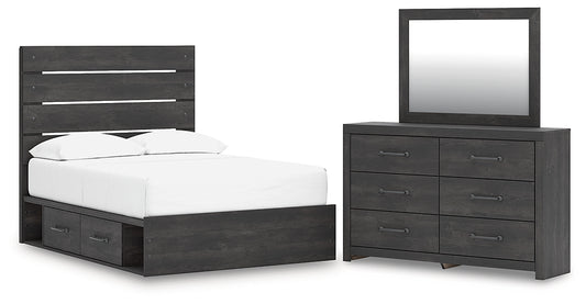 Hollivern Panel Bed With Storage, Dresser And Mirror
