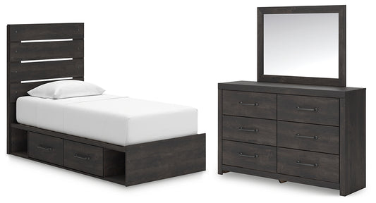 Hollivern Panel Bed With Storage, Dresser And Mirror