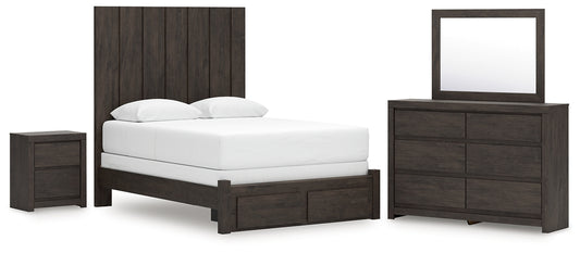 Fraluna Panel Storage Bed, Dresser, Mirror And Nightstand