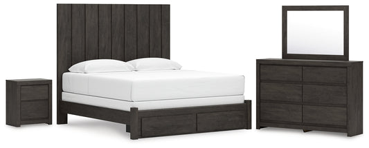 Fraluna Panel Storage Bed, Dresser, Mirror And Nightstand