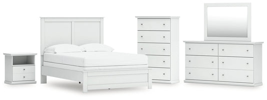 Bostwick Shoals Panel Bed With Mirrored Dresser, Chest And Nightstand
