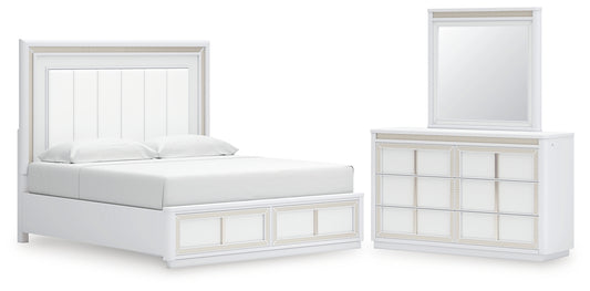 Chalanna Upholstered Storage Bed, Dresser And Mirror
