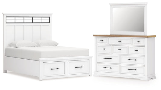 Ashbryn Panel Storage Bed With Mirrored Dresser