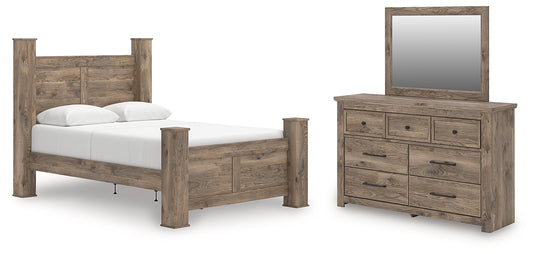 Rusticott Poster Bed With Mirrored Dresser