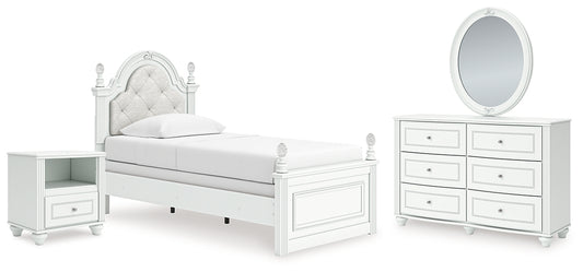 Kozlani Upholstered Panel Bed, Dresser, Mirror And Nightstand