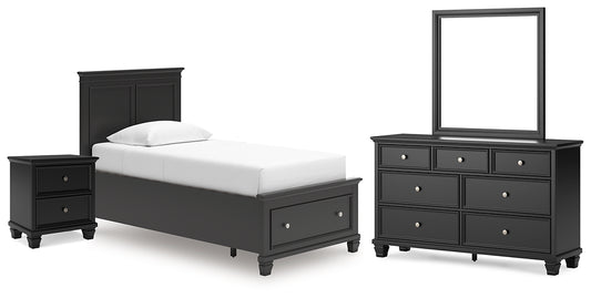 Lanolee Panel Storage Bed, Dresser, Mirror And Nightstand