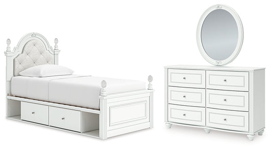 Kozlani Upholstered Panel Storage Bed, Dresser And Mirror