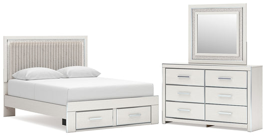 Zuraleus Upholstered Panel Platform Storage Bed, Dresser And Mirror