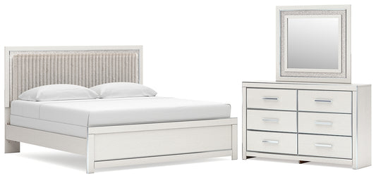 Zuraleus Upholstered Panel Bed, Dresser And Mirror