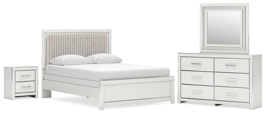 Zuraleus Upholstered Panel Bed, Dresser, Mirror And Nightstand