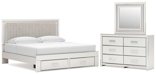 Zuraleus Upholstered Panel Platform Storage Bed, Dresser And Mirror