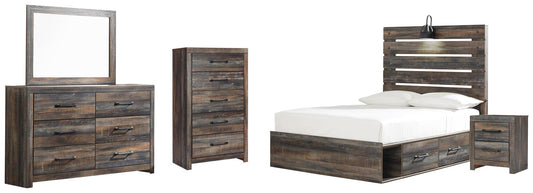 Drystan Panel Bed With 4 Storage Drawers, Dresser, Mirror, Chest And Nightstand