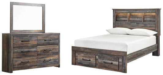 Drystan Bookcase Bed With 2 Storage Drawers With Mirrored Dresser