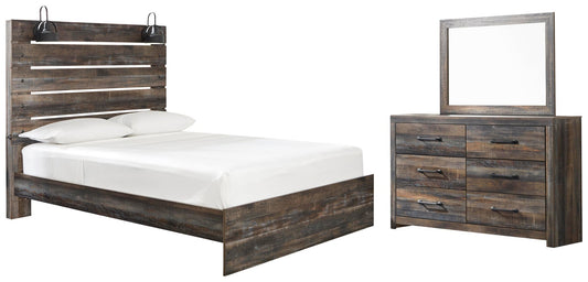 Drystan Panel Bed With Mirrored Dresser