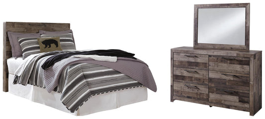 Derekson Panel Headboard Bed With Mirrored Dresser