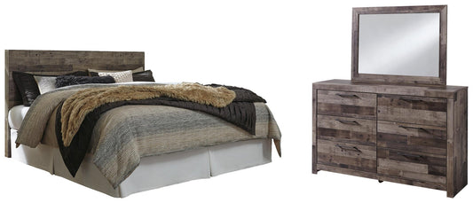 Derekson Panel Headboard Bed With Mirrored Dresser