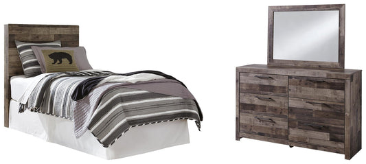 Derekson Panel Headboard Bed With Mirrored Dresser