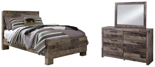 Derekson Panel Bed With Mirrored Dresser