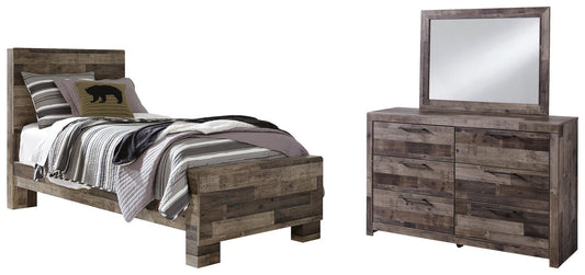 Derekson Panel Bed With Mirrored Dresser