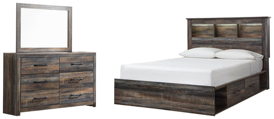 Drystan Bookcase Bed With 4 Storage Drawers With Mirrored Dresser