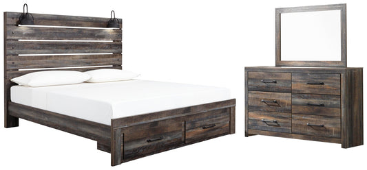 Drystan Panel Bed With Storage With Mirrored Dresser