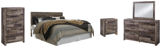 Derekson Panel Headboard Bed With Mirrored Dresser, Chest And Nightstand