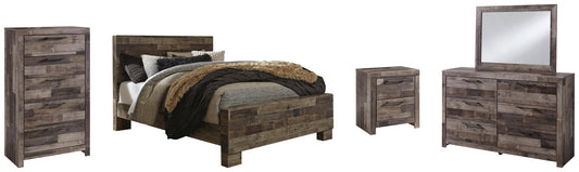 Derekson Panel Bed With Mirrored Dresser, Chest And Nightstand