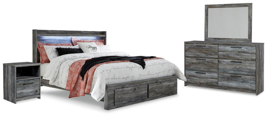 Baystorm Panel Bed With 2 Storage Drawers With Mirrored Dresser, And Nightstand
