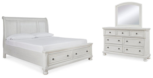 Robbinsdale Sleigh Bed With Storage With Mirrored Dresser