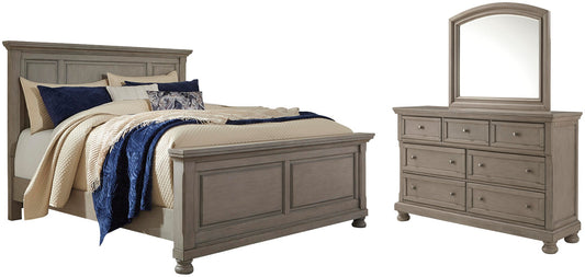 Lettner Panel Bed With Mirrored Dresser
